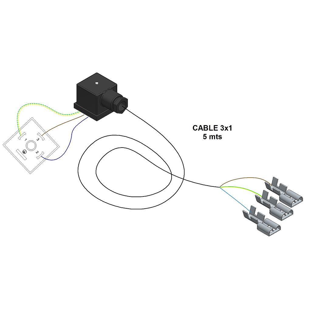 CABLE 3x1 INTERCONEXIÓN CUADRO CONTROL PM - VÁLVULA PUERTA HIDRÁULICA (5 m)