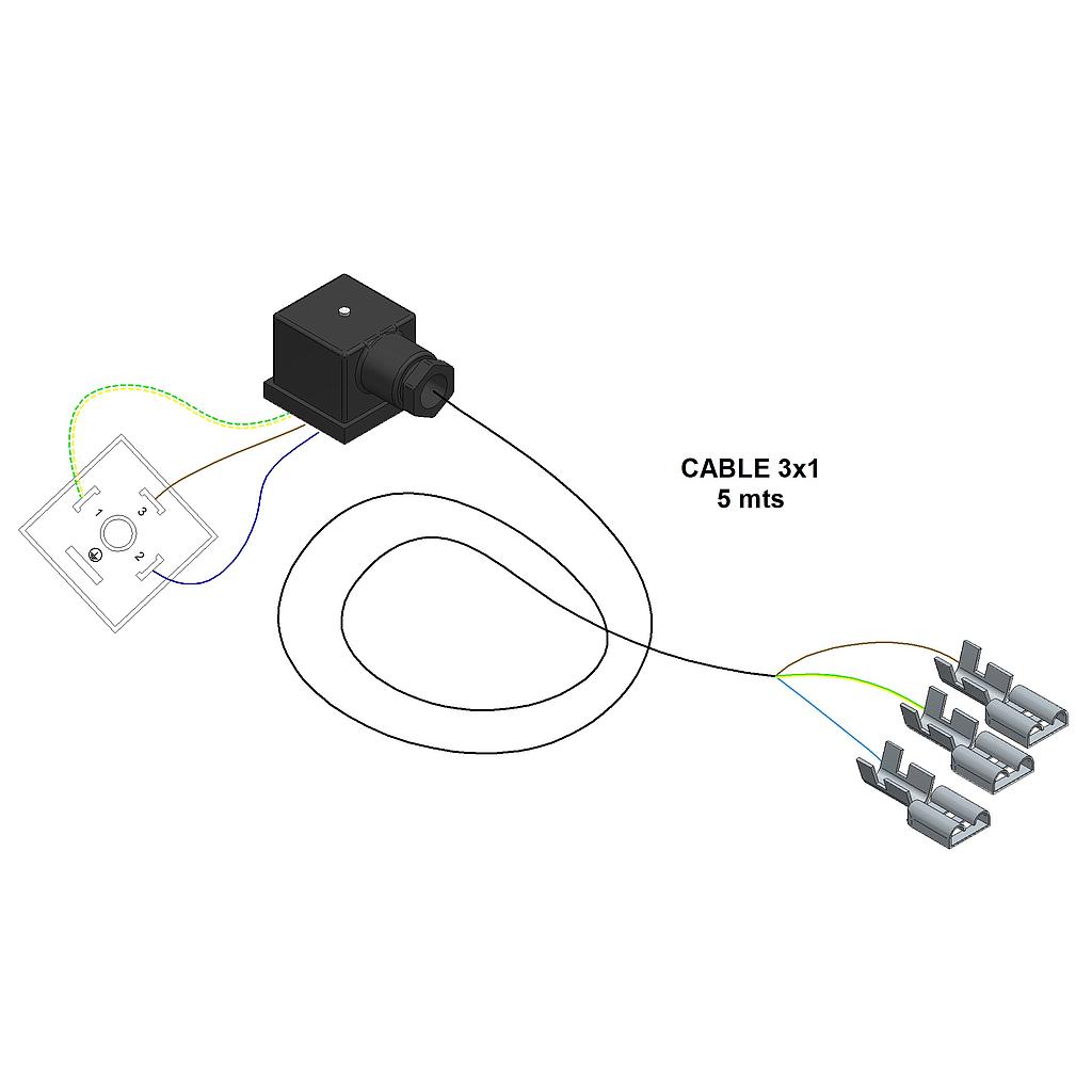  CABLE 3x1 INTERCONEXIÓN CUADRO CONTROL PM - VÁLVULA TECHO HIDRÁULICO (5 m) 