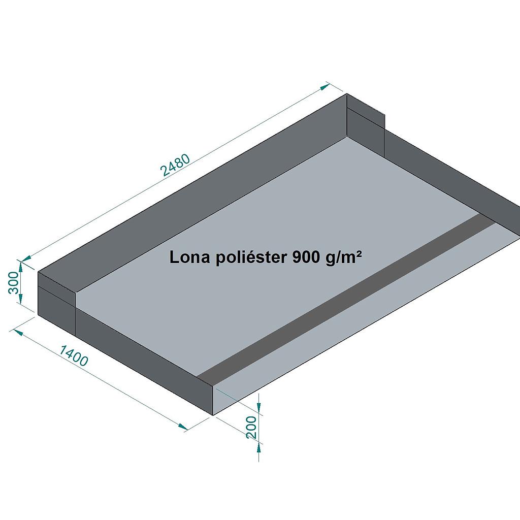  LB02 - LONA 900 g/m2 DE 1.650 x 2.500 mm PARA KIT FRONTAL BARREDOR DE AL COMPLETO (L=2.450, 2.350, 2.250 mm) CON 1 VAINA V2021 