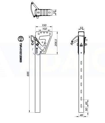 DPL6 - ADAICO 1702066 SOPORTE VERTICAL ANTIEMPOTRAMIENTO (SALVA CICLISTAS) ACERO CINCADO C/PASADOR 700 mm