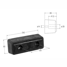 [009-001-047] TOPE RECTANGULAR FRANCÉS GOMA TG-2 3003 245x80x90 mm