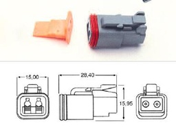 [013-003-3-066] XBDT-06-2S CONECTOR HEMBRA 2 VIAS DT04 ESTANCO COMPLETO