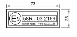 [046-001-069] PLACA AL IDENTIFICACIÓN PARAGOLPES 73x25x0,8 R58 ALA-ALU-03 (REF. 040)