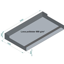 [042-001-1-100]  LB02 - LONA 900 g/m2 DE 1.650 x 2.500 mm PARA KIT FRONTAL BARREDOR DE AL COMPLETO (L=2.450, 2.350, 2.250 mm) CON 1 VAINA V2021 