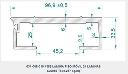 [029-022-020-40]  LÁMINA GRUPO 1 PISO MÓVIL ALITE 24 + CUÑA AL + JUNQUILLO, d.e.e=97 mm, e=6 mm, L=13.215 mm, Pp=30,4 kg (PERFIL AL 031-008-019 L=13.175 mm) 