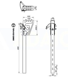 [009-001-314] DPL6 - ADAICO 1702066 SOPORTE VERTICAL ANTIEMPOTRAMIENTO (SALVA CICLISTAS) ACERO CINCADO C/PASADOR 700 mm
